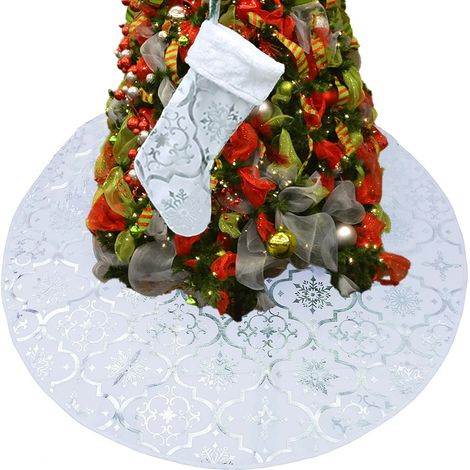 Chemise sapin de Noël blanche, tapis sapin de Noël 120 cm, chemise sapin de Noël en peluche, haut sapin de Noël rouge, chemise sapin de Noël avec grand (1/4)