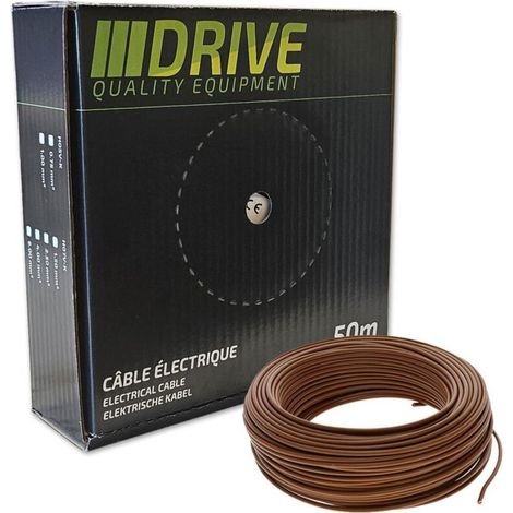 Cable eléctrico flexible de 50 metros, sección transversal de 1 mm², color marrón. (1/3)