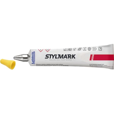 Markal – Marqueur bille 3 mm tube 50 ml sans xylène – peinture épaisse pour surfaces rugueuses et humides – couleur jaune