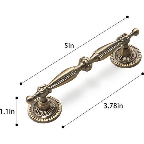 Möbelgriffe aus champagnerfarbener Bronze (2er-Set), antike Messing-Möbelgriffe, Klapptürknöpfe, Vintage-Schubladenknöpfe (Lochabstand: 3,78 Zoll) (1/5)
