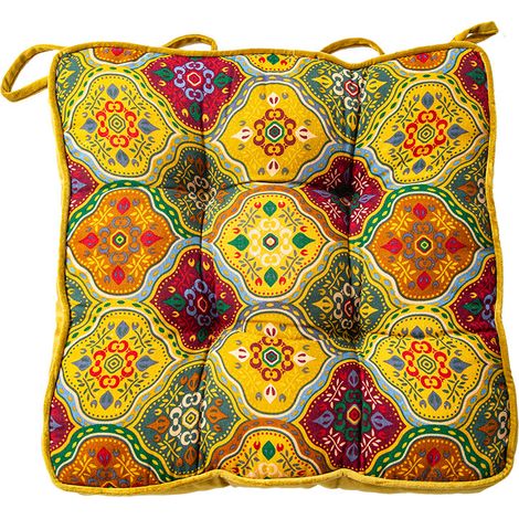 BEBUSINGOTO Dekorativer runder Futon-Bodenkissenbezug 40x40x5cm, Bodenkissen für den Innenbereich, antik-boho-elegant, Wohnzimmerkissen aus Baumwolle zum Sitzen auf dem Sofa (1/4)