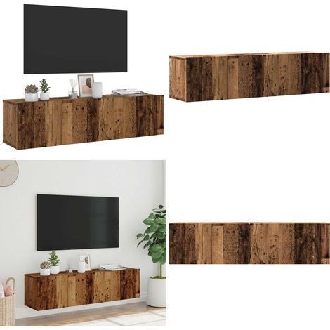 vidaXL Meuble TV mural vieux bois 120x30x30 cm bois d'ingénierie (1/5)