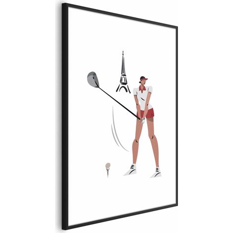 Poster - Illustrazione di un giocatore di golf con la Torre Eiffel sullo sfondo. (1/4)