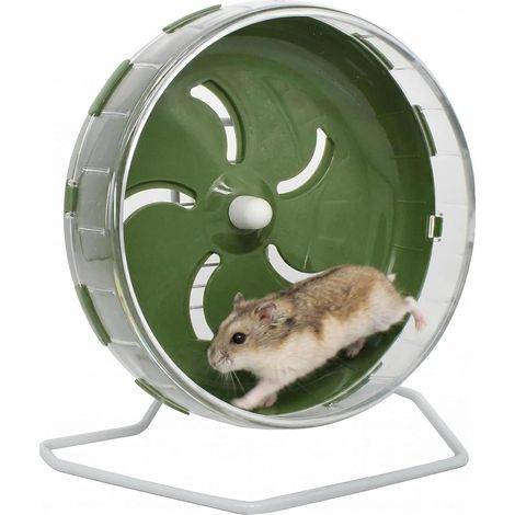 Roue pour hamster, roue de course silencieuse de 21,5 cm avec support, jouet de course pour petits animaux de compagnie, roue tournante réglable et silencieuse pour cobayes, souris et gerbilles (verte (1/5)