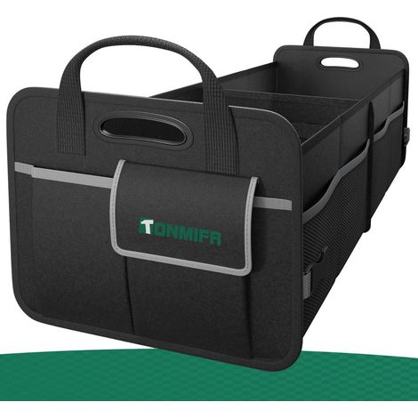 Organisateur de coffre pliable 65L, 2 compartiments, tissu Oxford 600D, bandes réfléchissantes, poches filet (1/5)