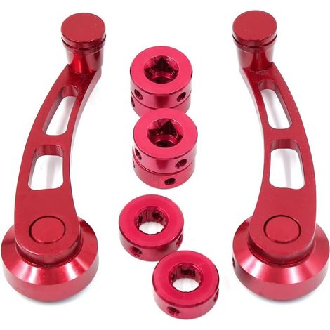 Universel Rouge Alliage d'Aluminium Voiture Manivelle de Poignée du Lèves-glace de Fenêtre de Porte Trousses 2pcs (1/2)