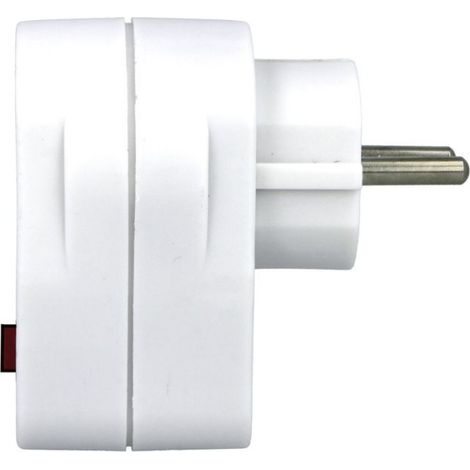 Adaptateur De Voyage - Schuko - 1 Voie - Prise De Terre - Interrupteur Lumineux Rouge - 3500 W - 250 V - 10/16 A - 8,5 X 6,5 X 6 Cm (1/5)
