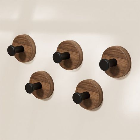 5 ganchos de madera maciza para puertas y paneles traseros，ganchos de madera de haya，ganchos de madera de nogal，blanco，madera (1/5)