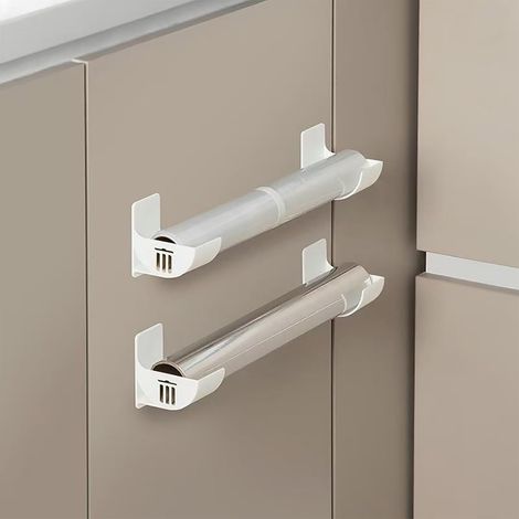 Lot de 4 - Étagère de cuisine - Support mural - Organisation sans perçage avec crochets adhésifs pour sacs poubelle et épicerie Cuisine Blanc 20x15cm