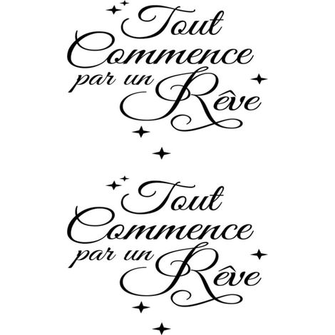 Sticker Mural Proverbe Auto-adhésif Amovible Noir, Lot de 2  Pvc, pour Salon et Chambre, Décoratif, , Style Dessin Animé, Texte Inspirant (1/5)