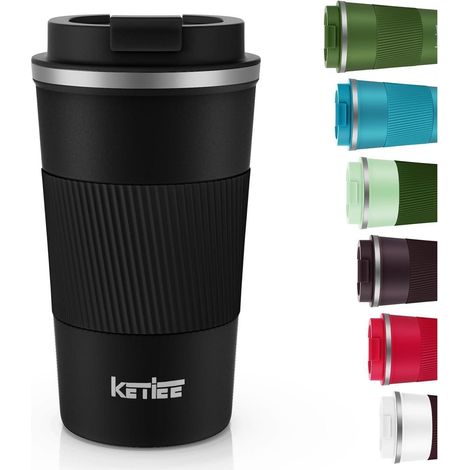 KETIEE Kaffeebecher to go 510ml Thermo Doppelwandig Schwarz (1/5)