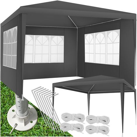 Pavillon imperméable 3x3m avec 3 parois latérales amovibles gris