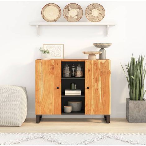 Sideboard with 2 Doors 90x33x75 cm Solid Wood Acacia vidaXL (1/5)
