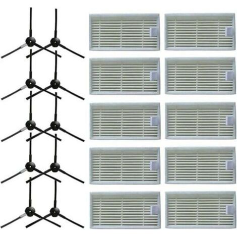 10 brosses latérales + 10 filtres HEPA pour aspirateur robotique Lidl SilverCrest SSR 3000 A1 (1/4)