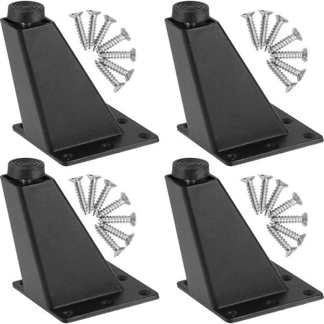 Set of 4 Adjustable Furniture Legs, Aluminum Alloy Furniture Legs, Adjustable Triangle Feet for Kitchen Cabinets, Breakfast Bar Table Legs, Black (1/5)