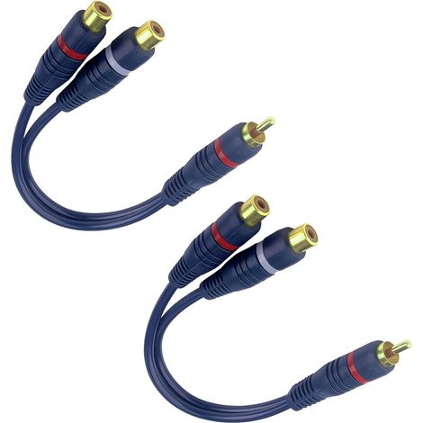 3x Adaptateurs RCA en Y, 1 fiche vers 2 prises, 15 cm (1/5)