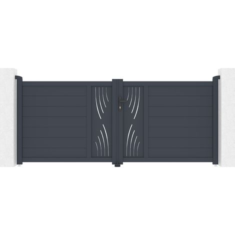 Portail battant 3m VELETA H.120 aluminium gris (1/5)