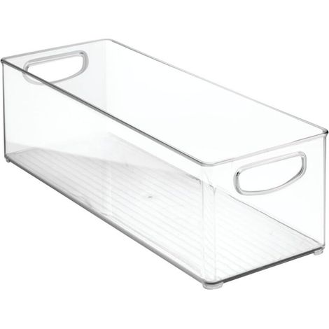Cabinet/Kitchen Storage Box, Extra Large Plastic Fridge Bin, Long Box, Clear, 41cm x 15cm x 12.5cm