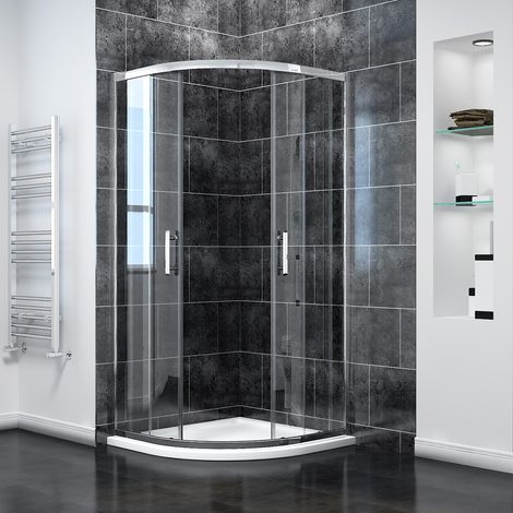 ELEGANT 6mm Easy Clean Safety Tempered Glass 900x900mm Sliding Corner Entry Quadrant Shower Enclosure with Tray and Waste Trap (1/5)