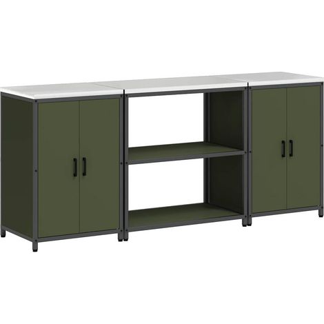 Maison Exclusive - Set di Stoccaggio per Cucina HATTEM 3 pcs Verde Oliva