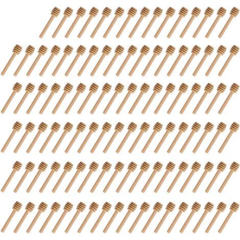 Set mit 100 Mini-Honiglöffeln aus Holz, 7,6 cm lang, für den Hausgebrauch. Ideal für Marmeladen- und Honiggläser, auch als Sammlerstücke zum Umrühren geeignet. Sicher und (1/5)