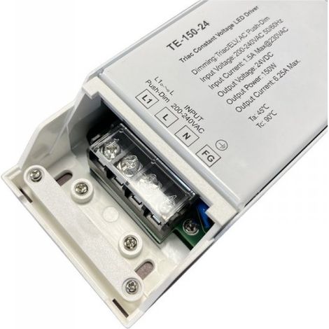 Alimentatore Dimmerabile CV 24V 150W Triac ELV Pulsante N.O. Varialuce Su 220V Per Striscia Led TE-150-24 (1/4)