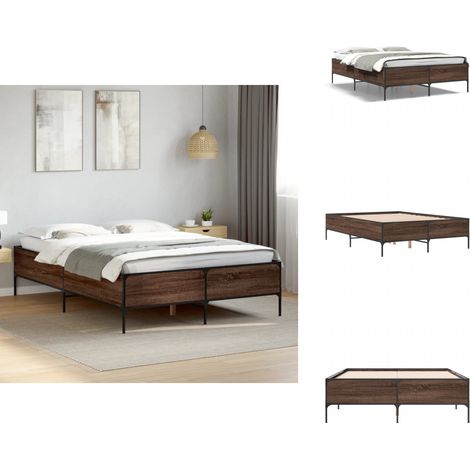 Cadre de lit sans matelas chêne marron 140x190 cm - Cadre De Lit - Lit Double - Lit En Bois - Lit Design - Literie (1/5)
