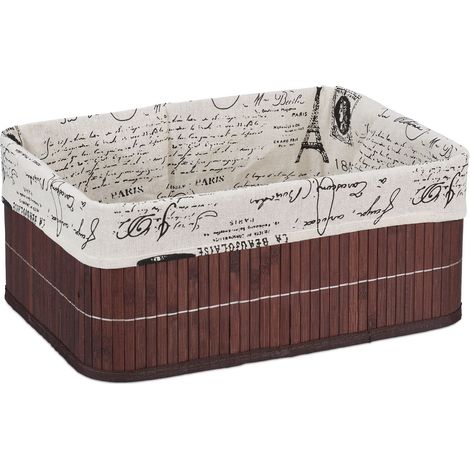 Cesto portaoggetti pieghevole salotto bagno 16,5 x 38 x 28,5 cm in bambù beige 130010067