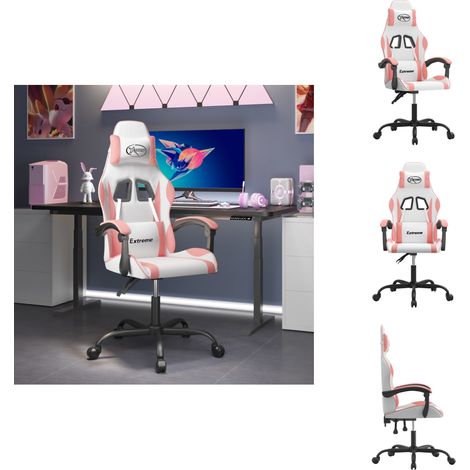 Gaming-Stuhl Drehbar Weiß und Rosa Kunstleder - Gaming-Stuhl - Gaming-Stühle - Bürostuhl - Sessel (1/5)