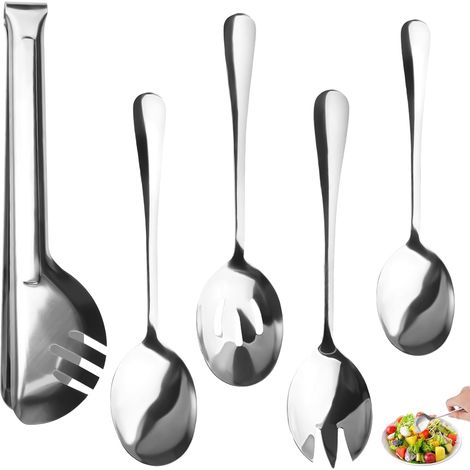 5 Pièces Cuillère à Service INOX Cuillère à Soupe  Grandes Cuillères de Service, Cuillères de Service en Acier Inoxydable, Cuillère de Cuisine en Acier Inoxydable, pour Buffet (1/5)