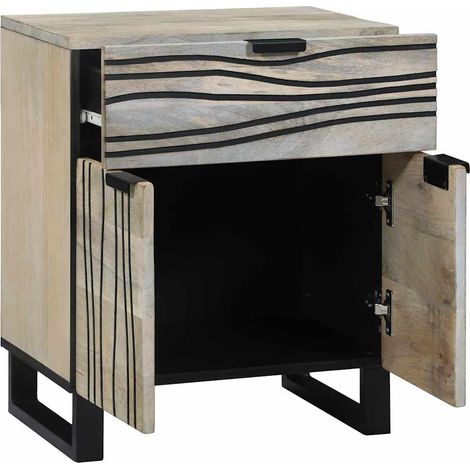 Table de chevet Cabinet de chevet Table de nuit avec tiroir Blanc et Noir 50 x 33 x 60 cm (1/5)