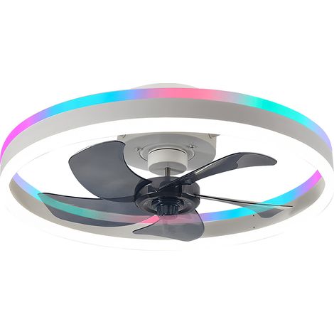 Plafonnier Ventilateur LED RGB Salon Chambre, Style Nordique, Large Tension 85-265V, Télécommande -Alovez-WCY (1/5)