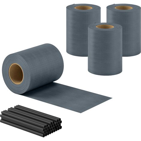 Sichtschutzstreifen-Set, UV-beständig, wasserdicht, 35 m x 19 cm, Grau