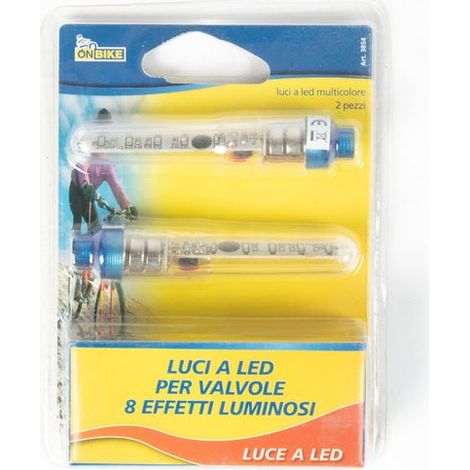 Coppia luci LED multicolore per valvole bici con sensore di movimento