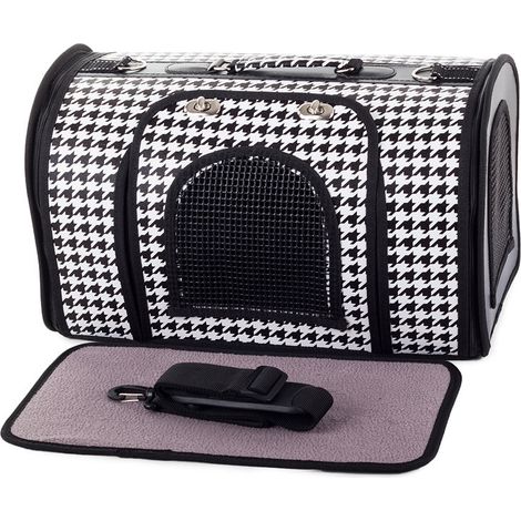 Sac de transport pour chien et chat 49cm blanc et noir