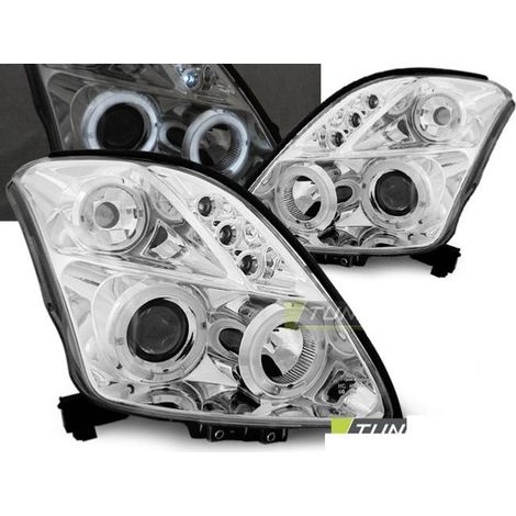 Paire de feux phares Suzuki Swift 05-10 angel eyes chrome-27361835 (1/2)