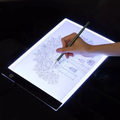 LED-Zeichentablett – Digitales Grafiktablett mit USB-Anschluss, A4-LED-Leuchttisch, Abpausenbrett zum Malen und Schreiben