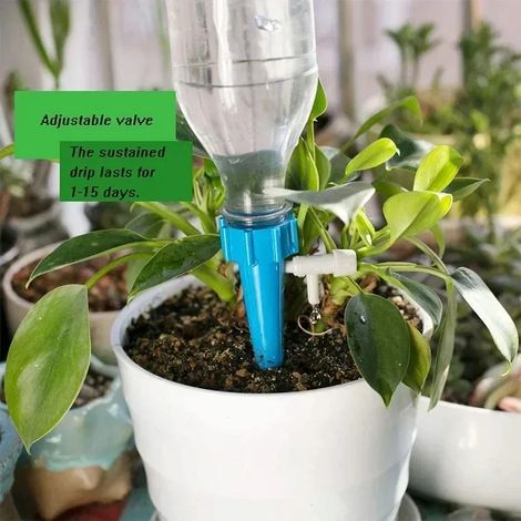 (B-12PCS) Système d'irrigation goutte à goutte automatique, arrosage automatique réglable pour plantes à fleurs, serre et jardin. Dispositif de goutte à goutte automatique (1/4)