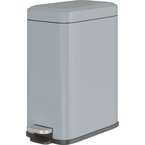 Poubelle métallique grise, capacité 5 L, à pédale, avec seau intérieur. (1/5)