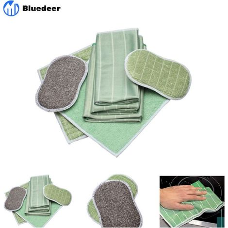 Lot de 6 Chiffon Bambou Microfibre pour Vitres Miroirs Carreaux Carrosserie Microfibre Bambou Vitre Ménage Salle de Bain (1/5)