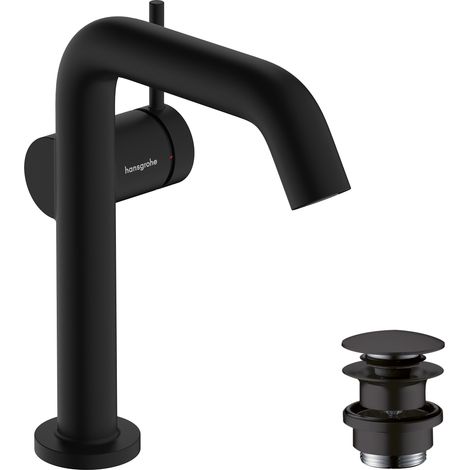 Hansgrohe Tecturis S - Grifo de lavabo, con desagüe, CoolStart, EcoSmart, negro mate 73340670 (1/5)