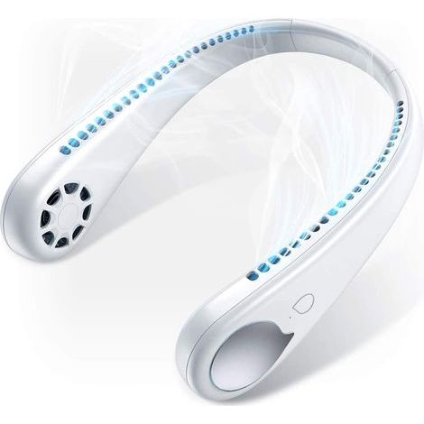 Tragbarer, freihändiger Nackenventilator, 360° drehbarer Nackenventilator, 48° Rundumluft, USB-Ladefunktion, 3 Windstufen, leise, für draußen, zu Hause, beim Sport und auf Reisen, blattloser Ventilato (1/5)