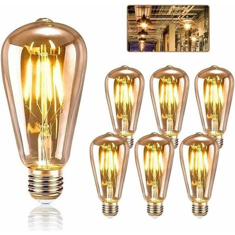 Ampoule Edison rétro E27 LED ST64 à filament pour restaurants cafés paquet de 6 non variable 4W (1/4)