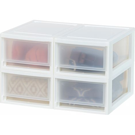 Iris Ohyama, Tiroir de rangement, Tour de rangement plastique bureau, Lot de 4, MSD-1, Blanc