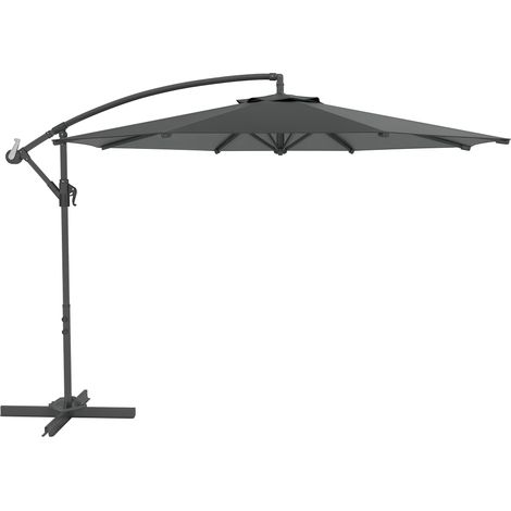 Ombrellone pieghevole ottagonale decentrato, diametro 3 m, ombrellone da giardino con base a croce grigio scuro