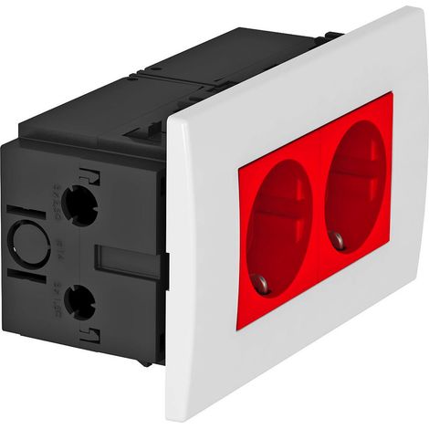 OBO Bettermann Unidad de enchufe Módulo 45, 2 veces 84x140x59mm Policarbonato rojo señal RAL 3001, 6119409