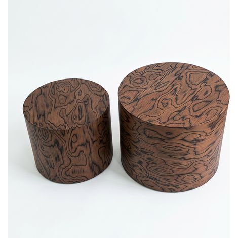 Set de 2 mesas auxiliares redondas apilables MDF efecto madera oscura MODENUIT (1/5)