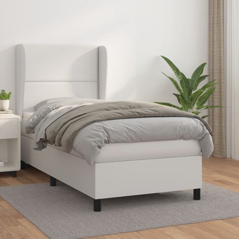 Cama box spring con colchón cuero sintético 100x200 cm