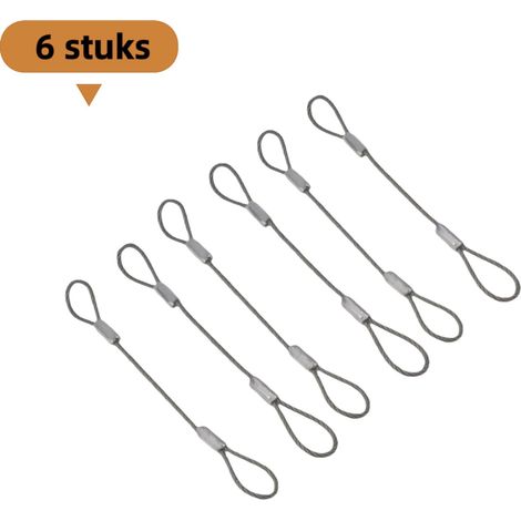 Câble en fil d'acier à 6 pièces, collier de serrage à manchon en aluminium avec revêtement en caoutchouc, acier inoxydable 304, anneau en fil d'acier plastique, argent. (1/5)