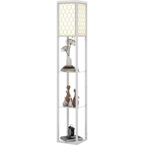 Lampe sur pied Perio 2 en 1 avec étagères E27 Blanc (1/5)